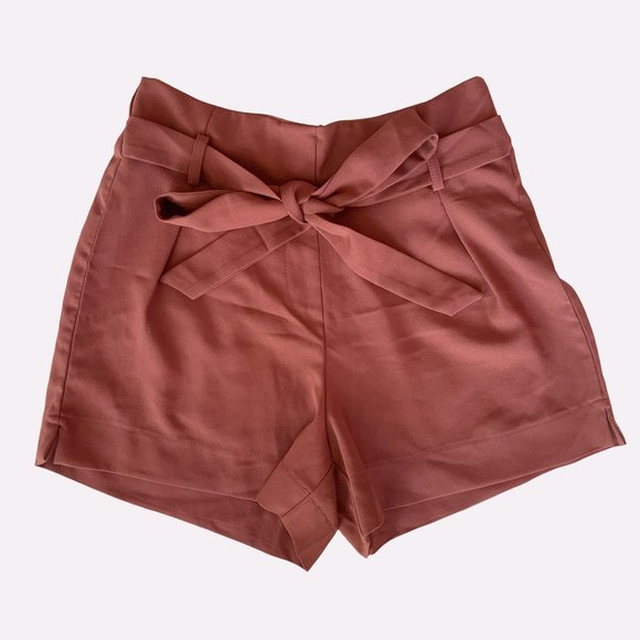 Pink Tie Front Shorts - Picture 1 of 6
